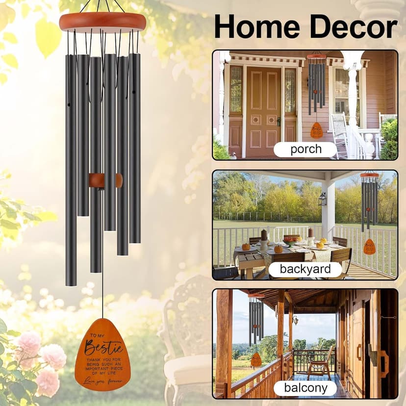 Bestie Gift for Women, Friend Gifts for Women, Unique Friendship Gifts for Birthday, Mothers Day, Christmas, 32 Inch Wind Chimes Gift for Home Decor