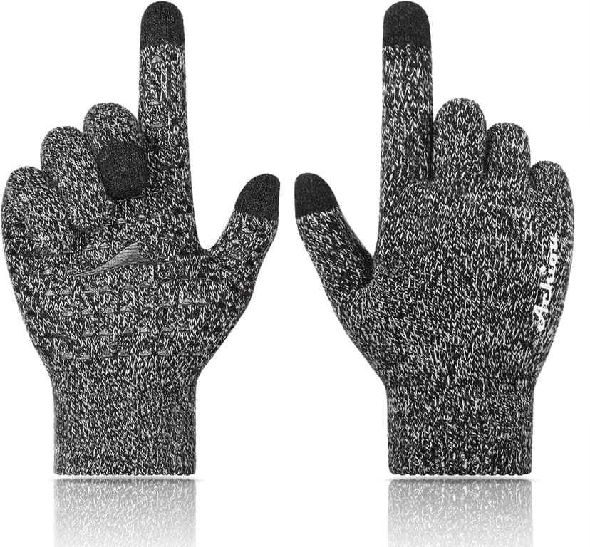 Achiou Winter Gloves, Glove for Men Women, Upgraded Touch Screen Texting Warm Running with Thermal Soft Knit Lining