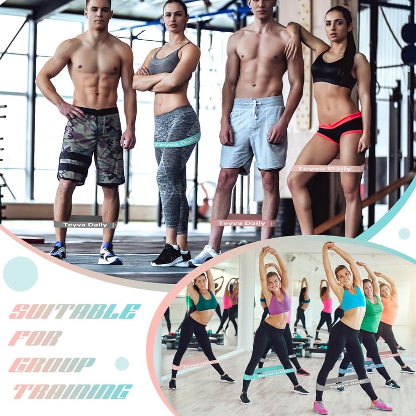 Teyva Daily 50 Pcs Resistance Loop Exercise Bands for Booty Workout Stretch Exercise Bands 5 Level Each Set with Storage Bag Non Slip for Legs Squat Resistance Loop Women Men Fitness