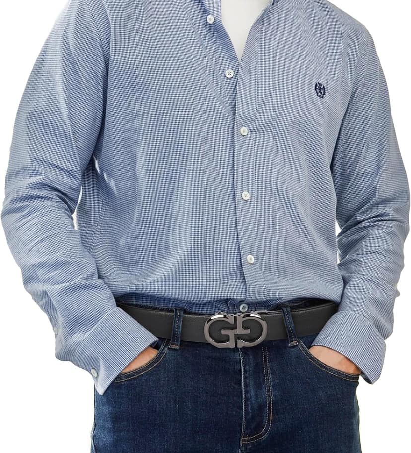 Aurolran Men&Womens Leather Dress Belt Business Automatic Buckle Belt Color-Black Silver Gold