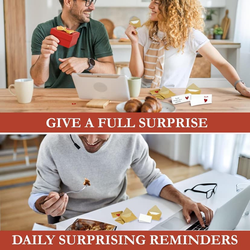 60 Love Notes For Him Her - Anniversary Card Long Distance Relationship Gifts For Boyfriend Girlfriend, Cute Couple Gifts For Valentines, Birthday, Mini Envelope Lunch Notes For Husband Wife