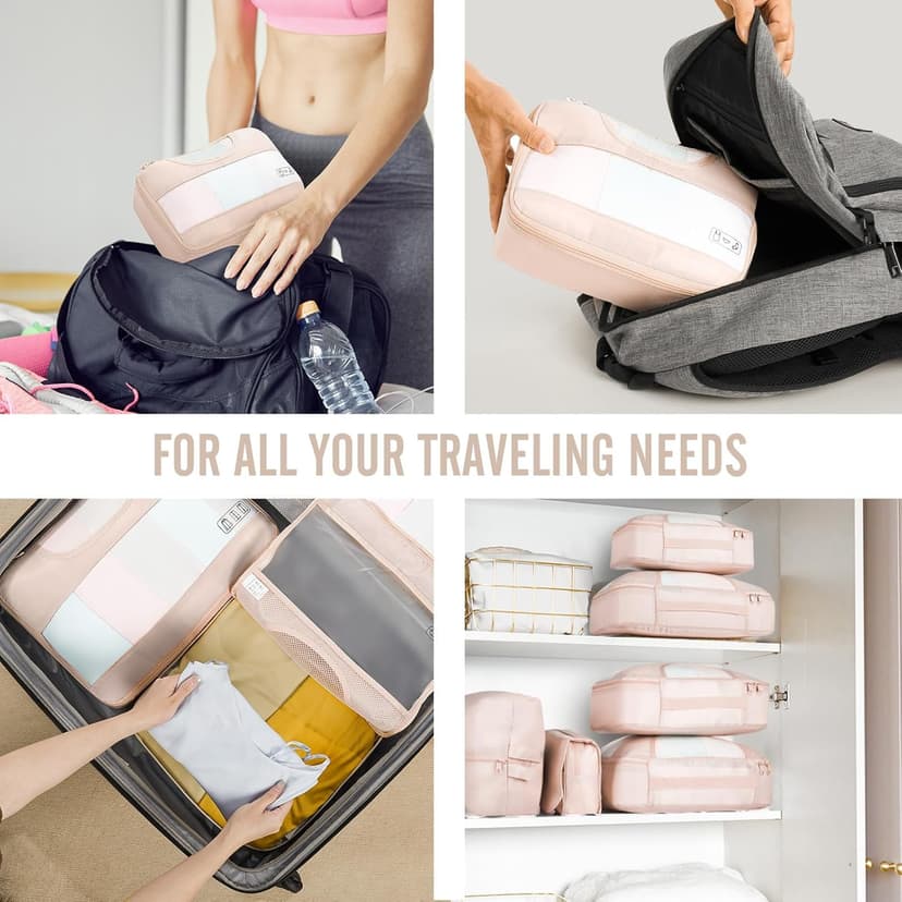 Veken 8 Set Packing Cubes for Travel, Birthday Gifts for Women Mom Her, Cruise Ship Essentials Accessories for Beach Vacation, Suitcase Organizer Bags for Luggage with Hanging Toiletry & Shoe Bag