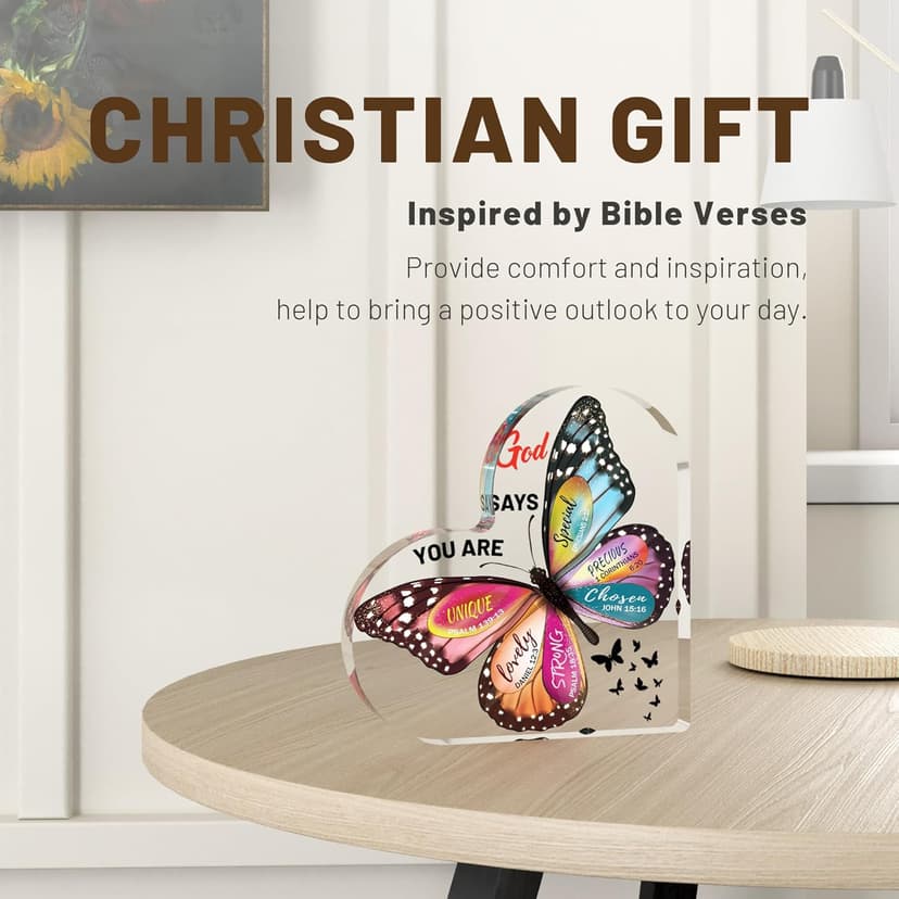 Christian Gifts for Women Birthday, Butterfly Inspirational Gifts for Friends, Mom, Sister, Girl, Female Coworker, Christian - Religious Spiritual Gift, Home Decorative Signs