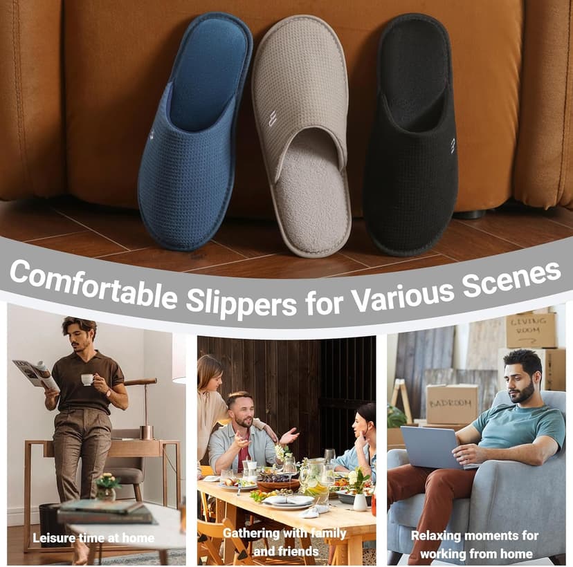 Takeaslip Mens Memory Foam Slippers Lightweight House Shoes for Indoor Outdoor Travel