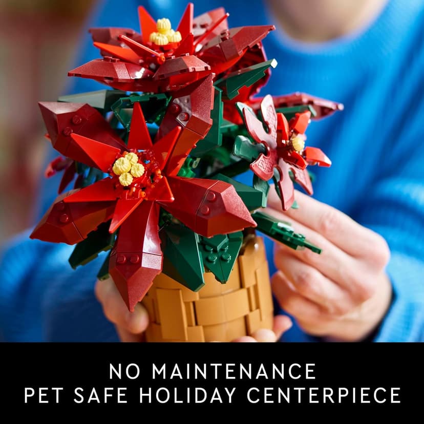 LEGO Icons Poinsettia Building Set - Artificial Flower Decorations & Centerpieces for Table, Adults Ages 18+ - 10370