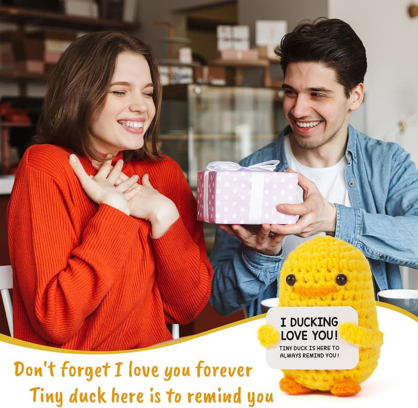 MBL Anniversary for Men Women Her - Funny Small Cute Crochet Duck Gifts for Women Men Wife Husband Girlfriend Boyfriend Fiance Couple Lover Him Birthday Wedding Christmas Stocking Stuffers Present