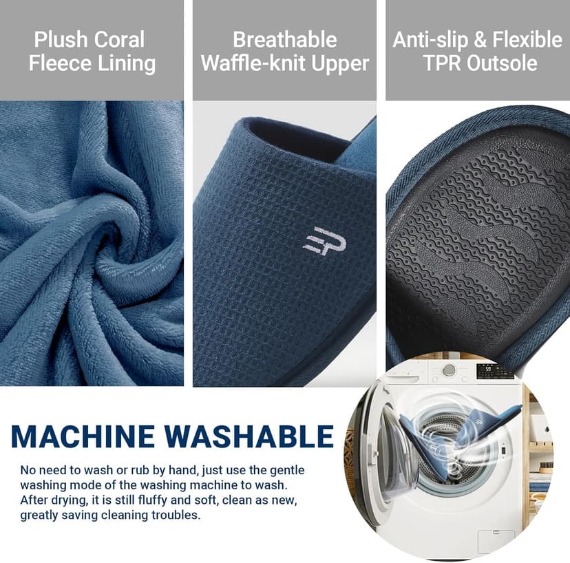 Takeaslip Mens Memory Foam Slippers Lightweight House Shoes for Indoor Outdoor Travel