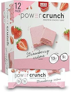 Power Crunch Whey Protein Bars, High Protein Snacks with Delicious Taste, Strawberry Cream, 1.4 Ounce (12 Count)