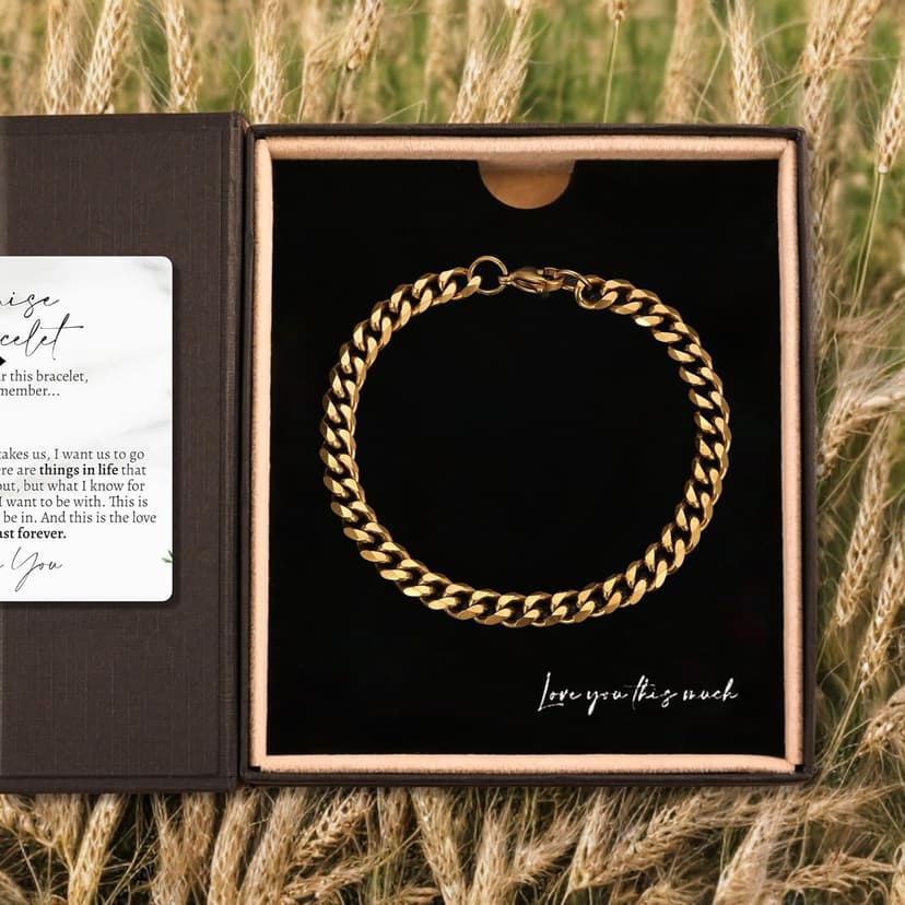 Love You This Much Promise Cuban Bracelet, Romantic Gift for Boyfriend, Appreciation Gift for Boyfriend, Cute Small Gift for Boyfriend, Thoughtful Boyfriend