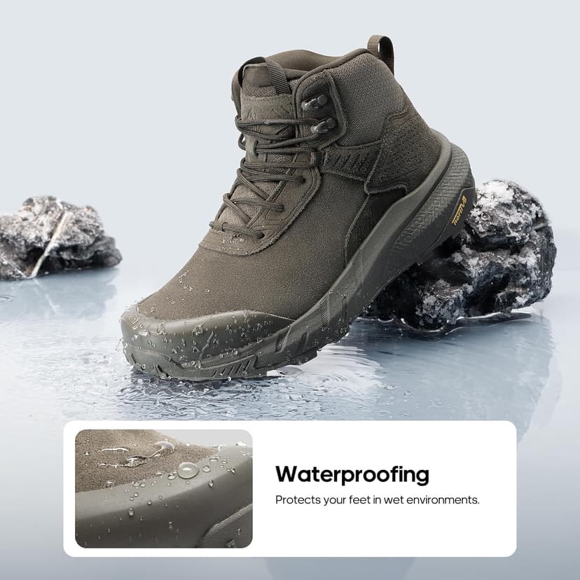 NORTIV 8 Men's Waterproof Military Tactical Work Boots Leather Motorcycle Combat Lightweight Non-Slip Hiking Boots for Men Defender