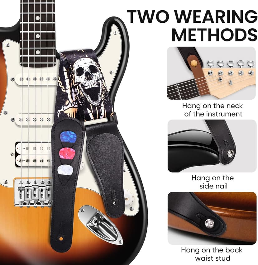 AARVI Guitar Strap Set for Bass/Electric/Acoustic Guitars Durable Multi-Purpose Music Accessory