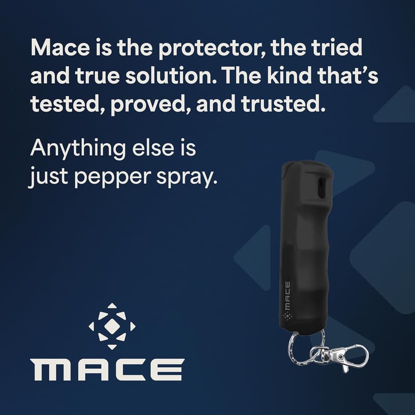 Mace Pepper Spray - Maximum Police Strength OC with UV Dye, Fast Flip Top, Ergonomic Finger Grip, Easy Carry Keychain, 12 Feet Range, 0.42 oz Compact Model, Self Defense Pepper Spray for Women & Men