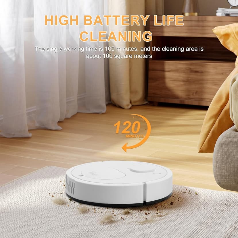 Robot Vacuum, Featuring a 3-in-1 Comprehensive Cleaning System That vacuums and mops, with 2000Pa Suction Power. This Ultra-Thin and Quiet Robot Vacuum and mop is Ideal for pet Hair