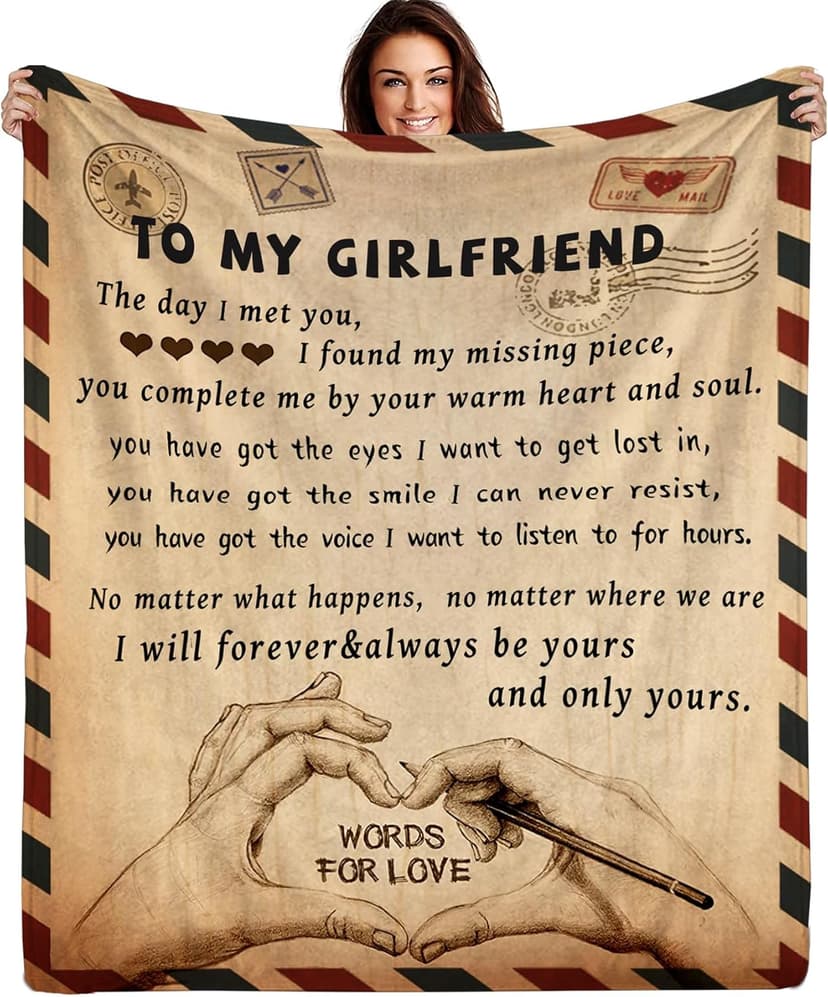Gifts for Girlfriend to My Girlfriend Blanket Romantic Gifts for Her I Love You Throw Blankets Birthday Anniversary Blankets for Bed Sofa 50"x60"