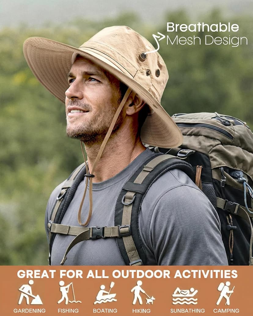 FURTALK Sun Hats for Men Fishing Hat UPF 80+ Foldable Wide Brim Outdoor Hiking Beach Summer Hats