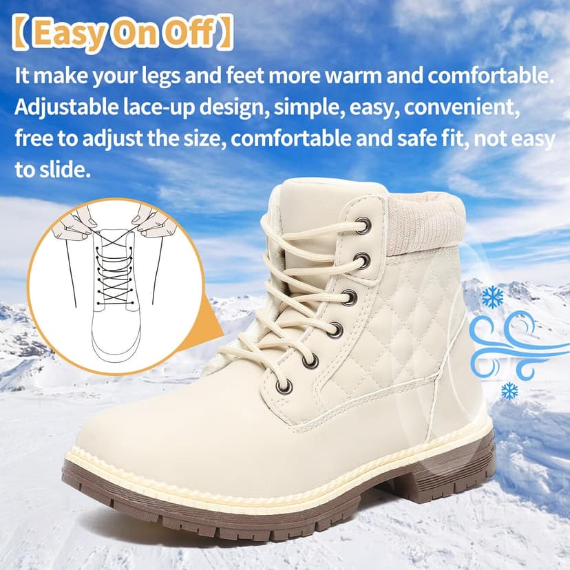 Brykan Winter Hiking Boots Women Waterproof Snow Ankle Booties Work Boots Warm Fur Lined Trekking Shoes Winter Lace up Booties for Women