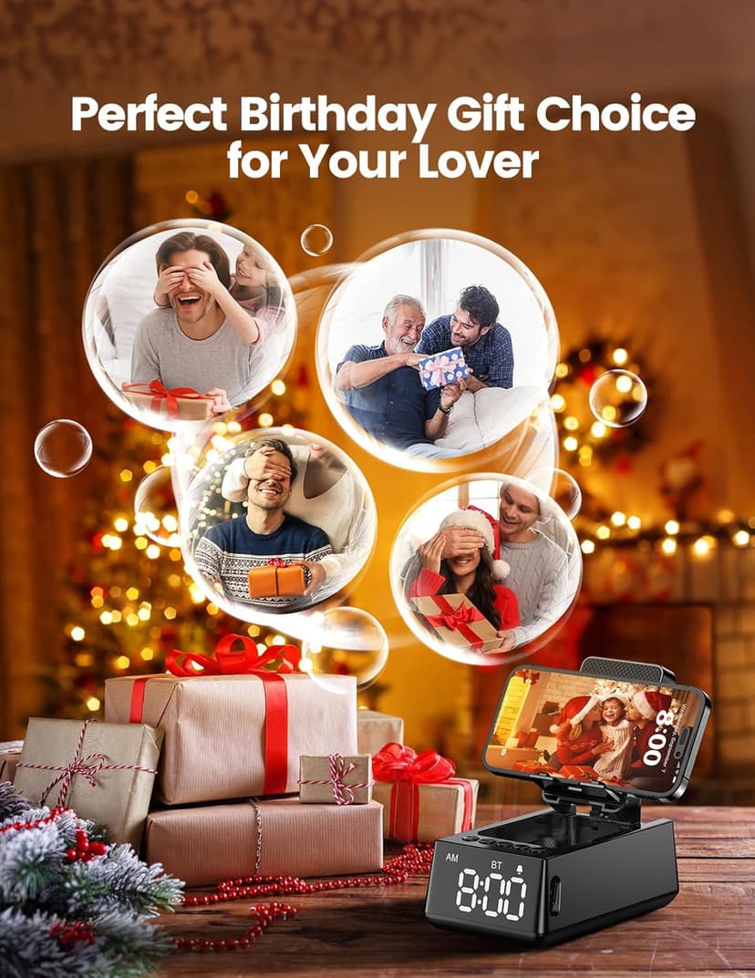 Birthday Gifts for Men Women-Bluetooth Speaker with HD Sound, Stocking Stuffers White Elephant Gifts for Adults, Kitchen Gadgets for Anniversary Idea Gift for Dad Mom Husband Wife(Black)