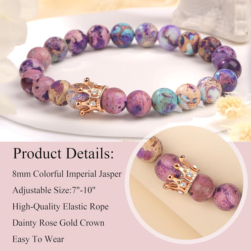 JoycuFF Woman Birthday Gifts Idea Friendship Gifts For Women Best Friends Besties Aunt Female Mom Daughter Granddaughter Gf Anniversary Christmas Graduation Healing Stone Crown Gifts For Her
