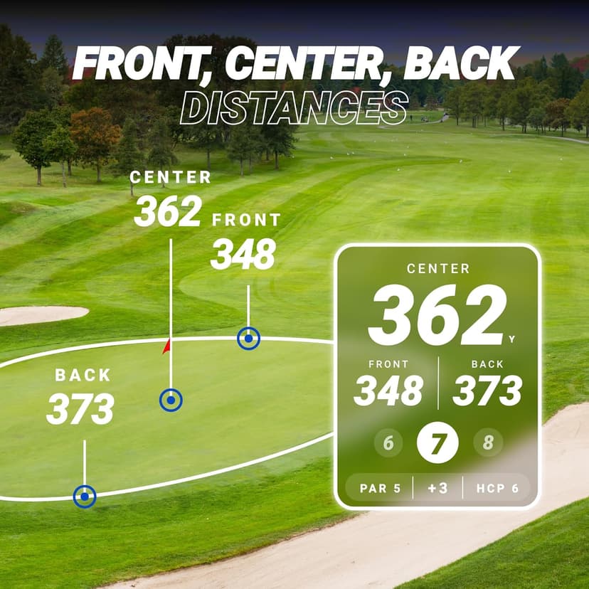 Blue Tees Golf Player+ GPS Speaker with Touch Screen Display, 10+ Hours Battery, 40,000+ Courses, Visual + Audible Distance, Hazard Distance - IPX7 Waterproof (Navy)