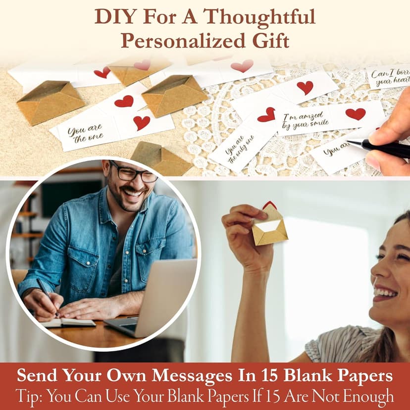 60 Love Notes For Him Her - Anniversary Card Long Distance Relationship Gifts For Boyfriend Girlfriend, Cute Couple Gifts For Valentines, Birthday, Mini Envelope Lunch Notes For Husband Wife