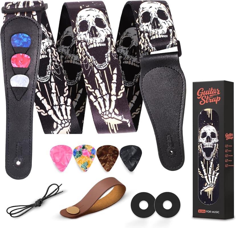 AARVI Guitar Strap Set for Bass/Electric/Acoustic Guitars Durable Multi-Purpose Music Accessory