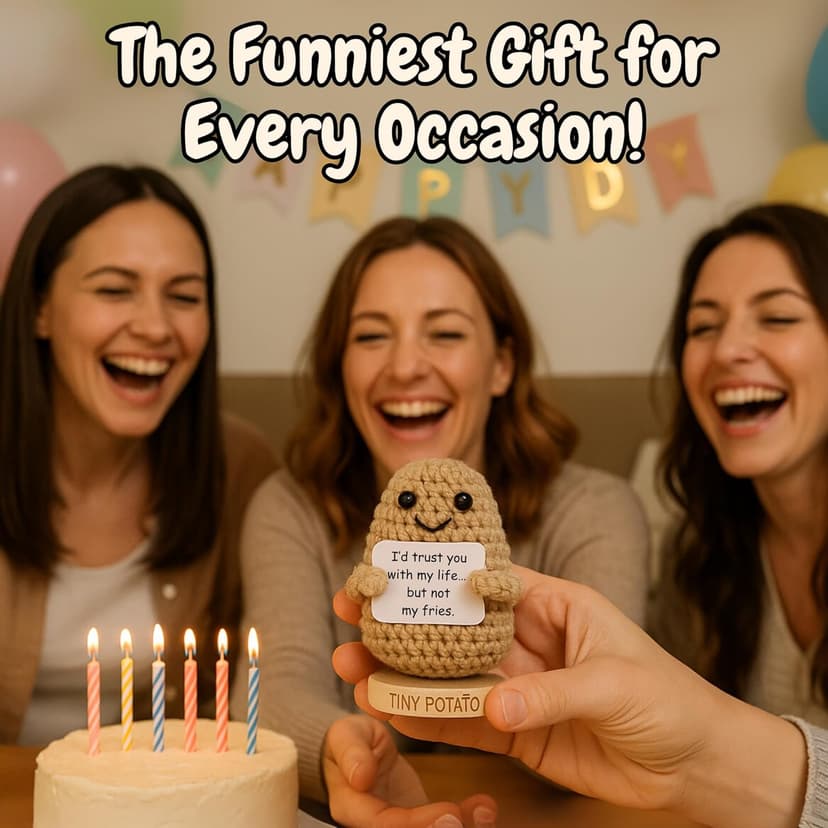 Funny Friendship Gifts for Women Men - Sassy Tiny Crochet Potato with 30 Uplifting Hilarious Cards for Friends, Bestie, BFF, Bestfriend, Coworkers - Best Friend Birthday Present Idea for Women, Her