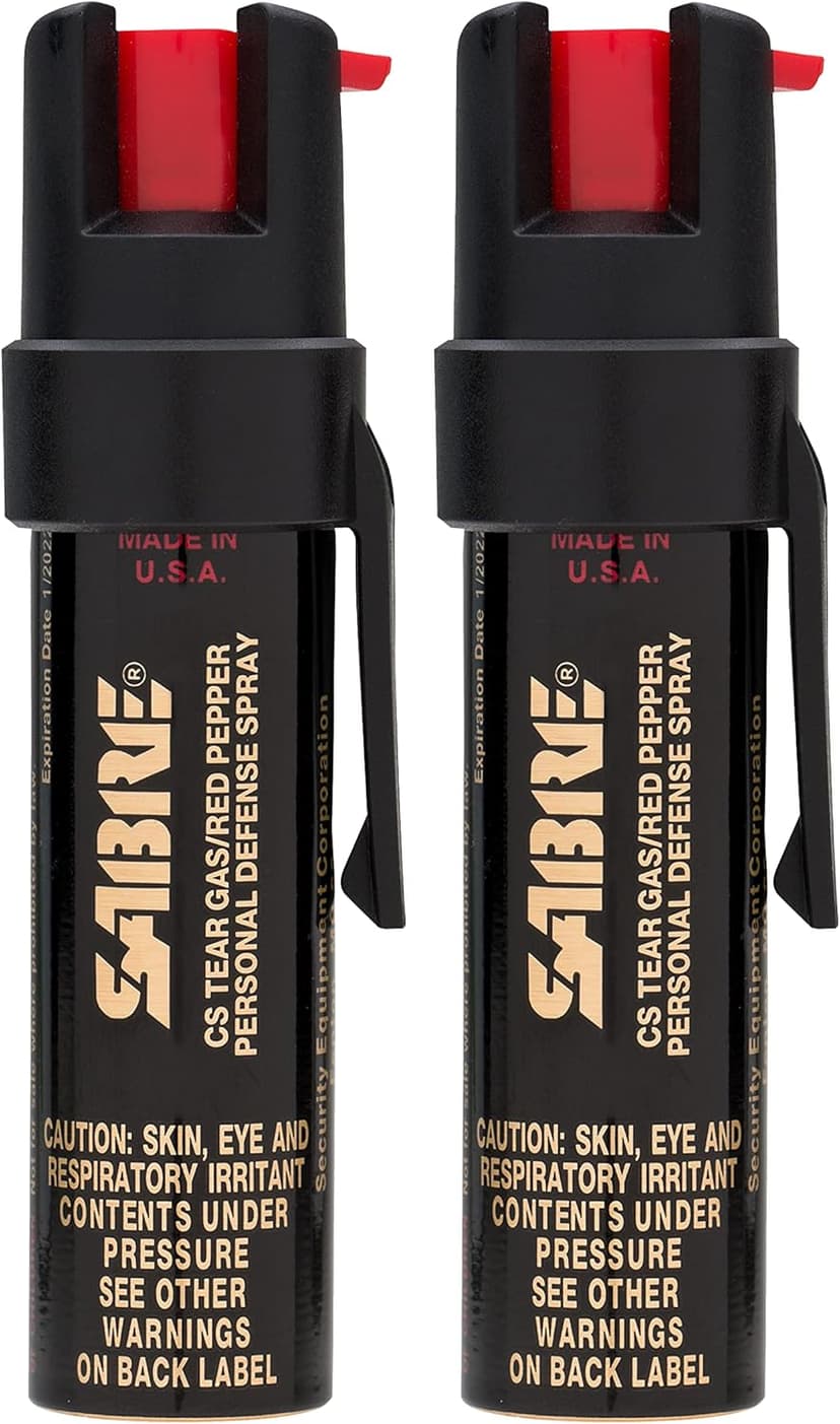 SABRE 3-in-1 Compact Defense Spray – Pepper Spray, Tear Gas & UV Dye, Max Police Strength, Belt Clip for Quick Access, 4X Longer Spray Time (Up to 13 Seconds), 0.67 fl oz, Secure & Easy Safety