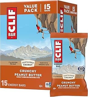 CLIF BAR - Energy Protein Bars - Crunchy Peanut Butter - Made with Organic Oats - Energy Bars - Non-GMO - (15 Pack)