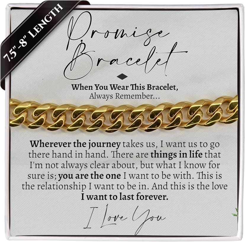 Love You This Much Promise Cuban Bracelet, Romantic Gift for Boyfriend, Appreciation Gift for Boyfriend, Cute Small Gift for Boyfriend, Thoughtful Boyfriend