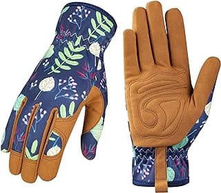 Bamllum Leather Gardening Gloves for Women - Working Gloves for Weeding, Digging, Planting, Raking and Pruning
