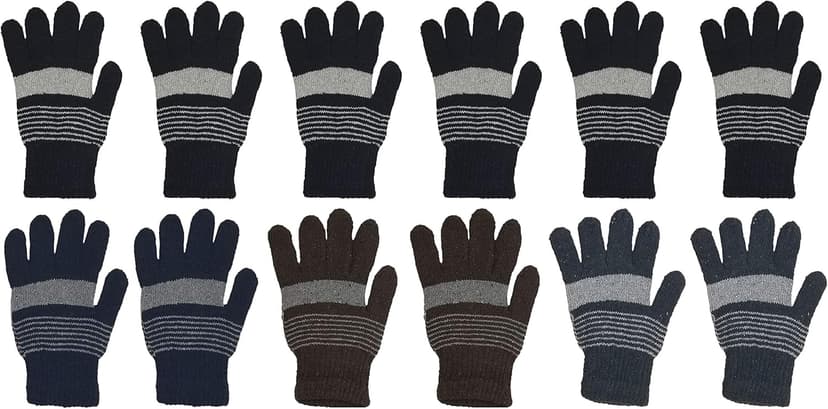 Winterlace 48 Pairs Winter Magic Gloves, Bulk Warm Brushed Interior, Stretchy Assorted Mens Womens