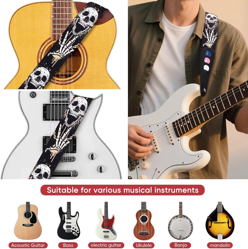 AARVI Guitar Strap Set for Bass/Electric/Acoustic Guitars Durable Multi-Purpose Music Accessory