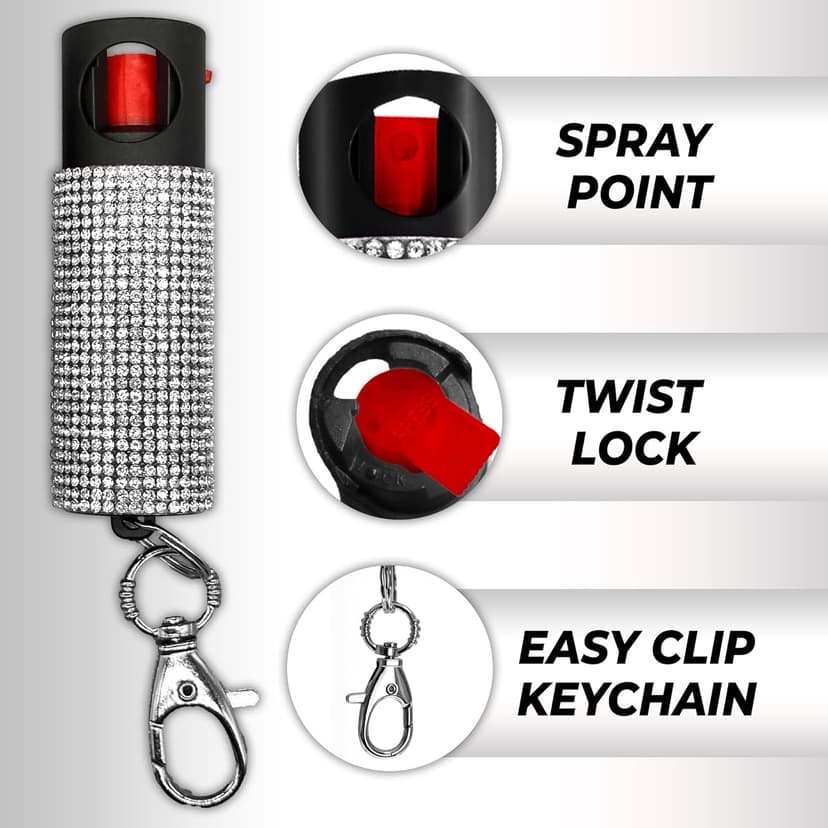 FIGHTSENSE Self Defense Pepper Spray - 1/2 oz Compact Size Maximum Strength Police Grade Formula Best Self Defense Tool for Women W/Leather Pouch Keychain