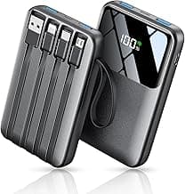 Power Bank, 15000mAh Portable Charger with Built in Cable, 22.5W Fast Charging, 6 Outputs, Slim Travel Essential Battery Pack with LED Display, Compatible with iPhone 16/15/14/13, Samsung, iPad, etc