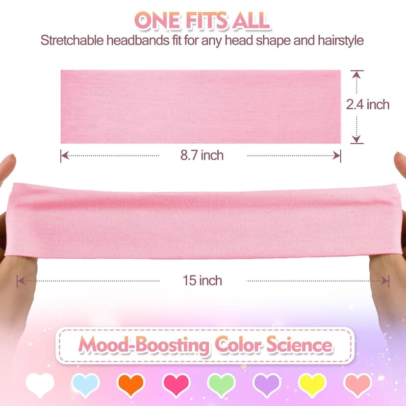 8 Pcs Headbands for Women Girls: Stocking Stuffers Gift for Her Fashion Neon Hair Accessories Head Bands for Women Stretchy Soft hairband Valentines Day Gf Christmas Gifts Easter Basket Stuffers