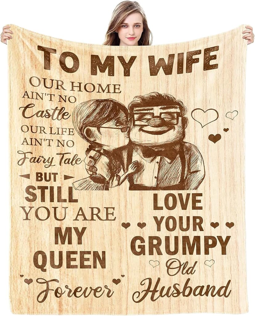 CENSIHER Gift for Wife from Husband to My Wife Blanket Wedding Anniversary Romantic Gifts for Women Birthday Christmas Valentine's Mother's Day Healing Thoughts Blanket Presents for Her