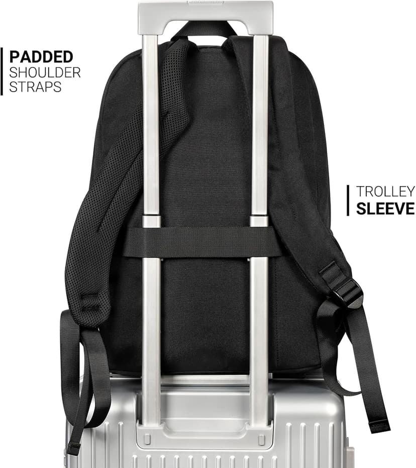 ZORFIN 26L Black Backpack for College, and Travel: Water Resistant Bookbag