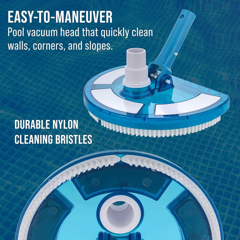 U.S. Pool Supply Weighted Pool Vacuum Head, Transparent Curved Half Moon Body - Swivel Connection, Pole Handle - for Above Ground & Inground Swimming Pools – Vinyl Liner Floor, Wall, Corner Cleaner