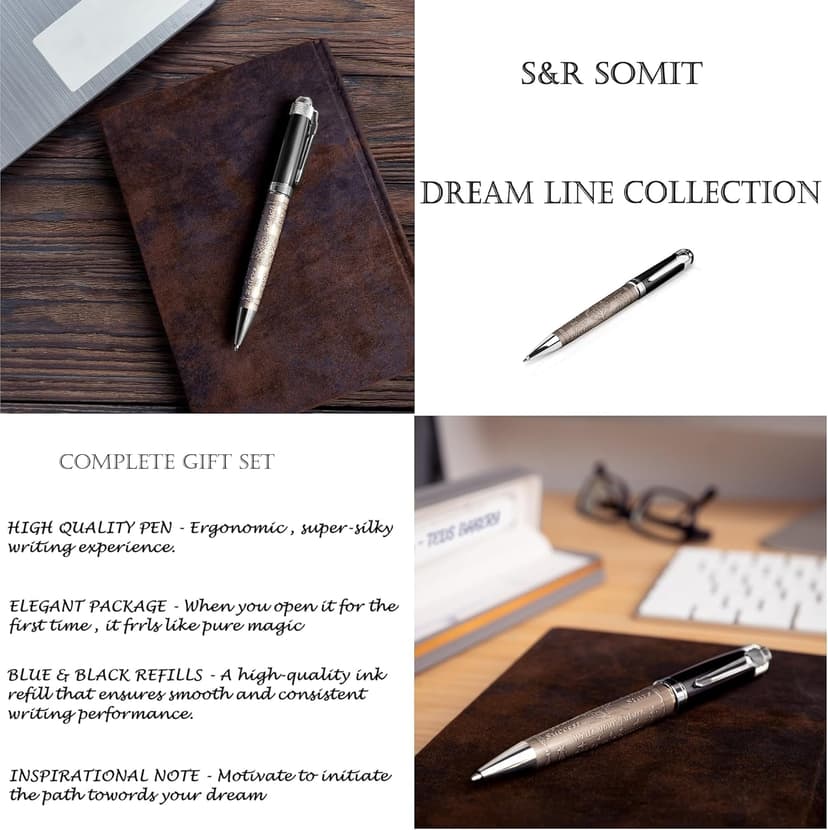 Fancy Pen for Men with Gift Box - Valuable Luxury Pen for Business and Office, Executive Gift for Family & Friends - Special Engraving & Led Decorative Box (BLACK SILVER)