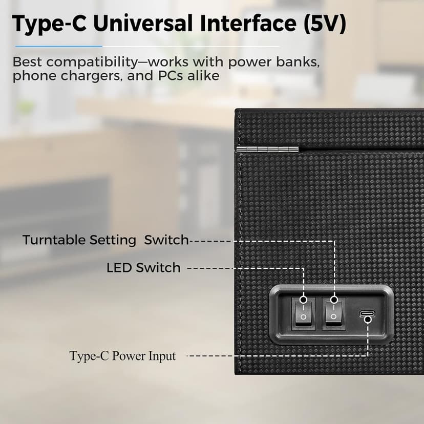 ANWBROAD ANWBROAD Watch Winder for Automatic Watches 4 Watch Rotator and 6 Extra Storages with Super Quiet Motor and LED Backlight Turner Carbon Fiber Shaker 5 Rotating Modes USB UJWW002F