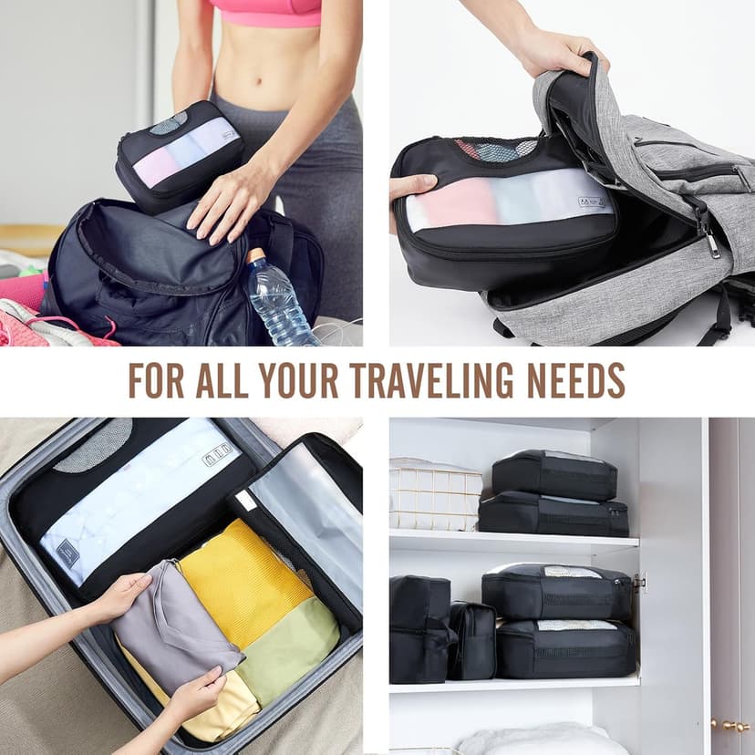 Veken 10 Set/8 Set Packing Cubes for Travel Essentials, Suitcase Organizer Bags in 4 Sizes, Carry-On Luggage Accessories with Large Laundry & Toiletry Bag, Must-Have for Airplane, Road Trip & Camping