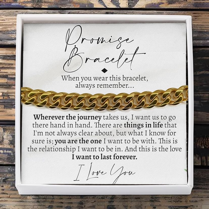 Love You This Much Promise Cuban Bracelet, Romantic Gift for Boyfriend, Appreciation Gift for Boyfriend, Cute Small Gift for Boyfriend, Thoughtful Boyfriend