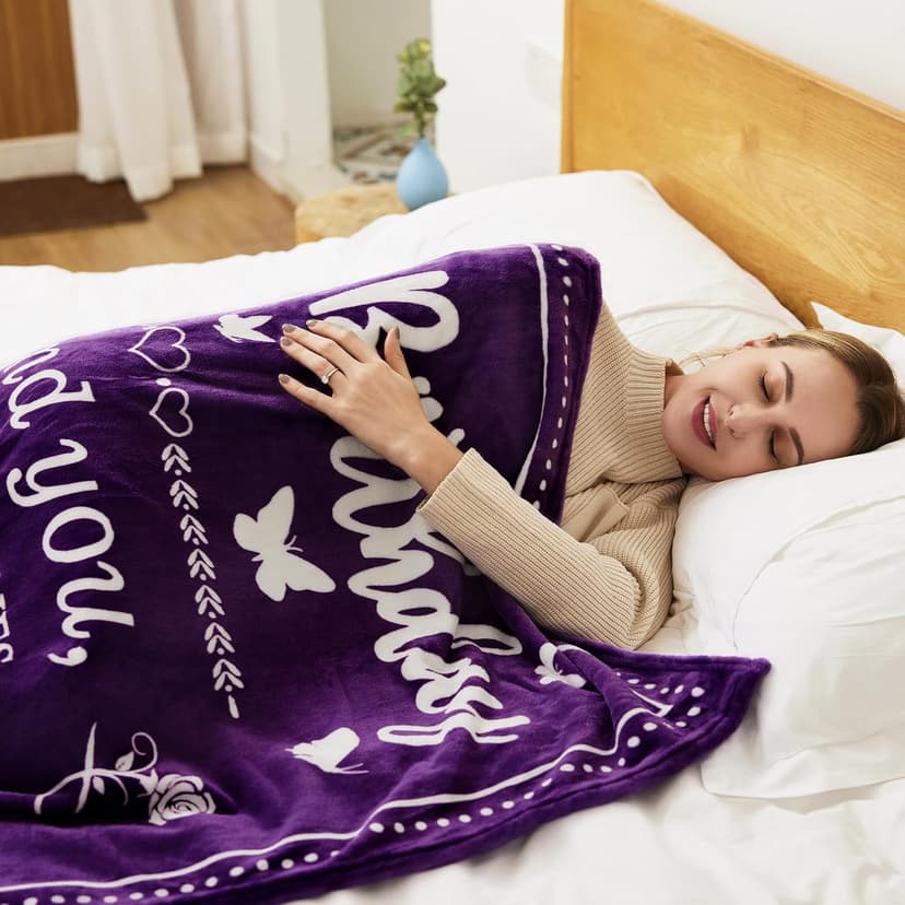 Birthday Gifts for Women/Men/Her/Him Friendship Blanket Purple 60"x50", Happy Birthday Decorations Women/Men Throw Blanket, Bday Gifts for Women Unique, Best Birthday Gift Idea