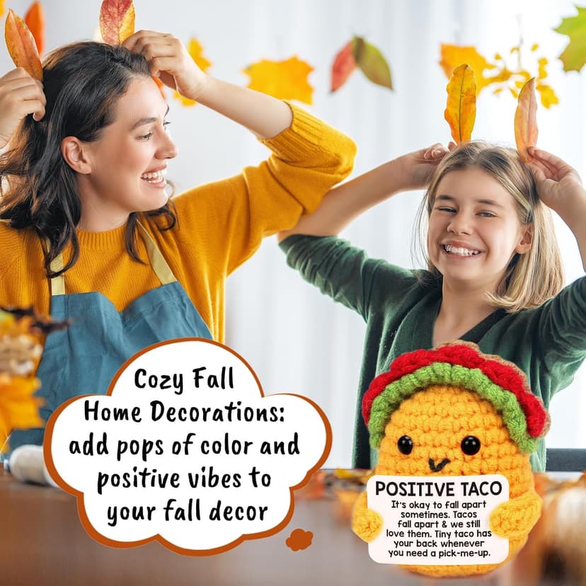 Positive Crochet Taco Christmas Birthday Gifts for Women Men Self Care Son Back to School Mom Dad Daughter Sister Friend Coworkers Relaxation Gift Desk Home Fall Decor Emotional Inspirational Support