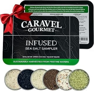 Infused Sea Salt Sampler Set, Finishing Salt for Seasoning, Gourmet Cooking Gift and Spice Variety Pack for Special Occasions, 0.5 oz x Bundle of 6 Flavored Salts - Caravel Gourmet Salt