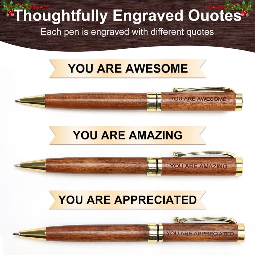 Luxury Wooden Pen Set Thank You Gifts for Women Men Friends Cool Teacher Boss Appreciation Gift for Female Coworkers Nice Engraved Pens Gifts Office Business Pens Work Employee Gratitude Gift