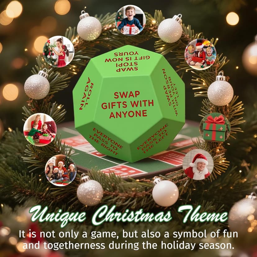 Santa Swap Gift Exchange Dice, 3 * 3in Exchange Gifts Family Game, Christmas Stocking Stuffers Gift Exchange Dice Games for Boys and Girls, Gifts for Xmas, Birthday, Party and Family Night, Holiday