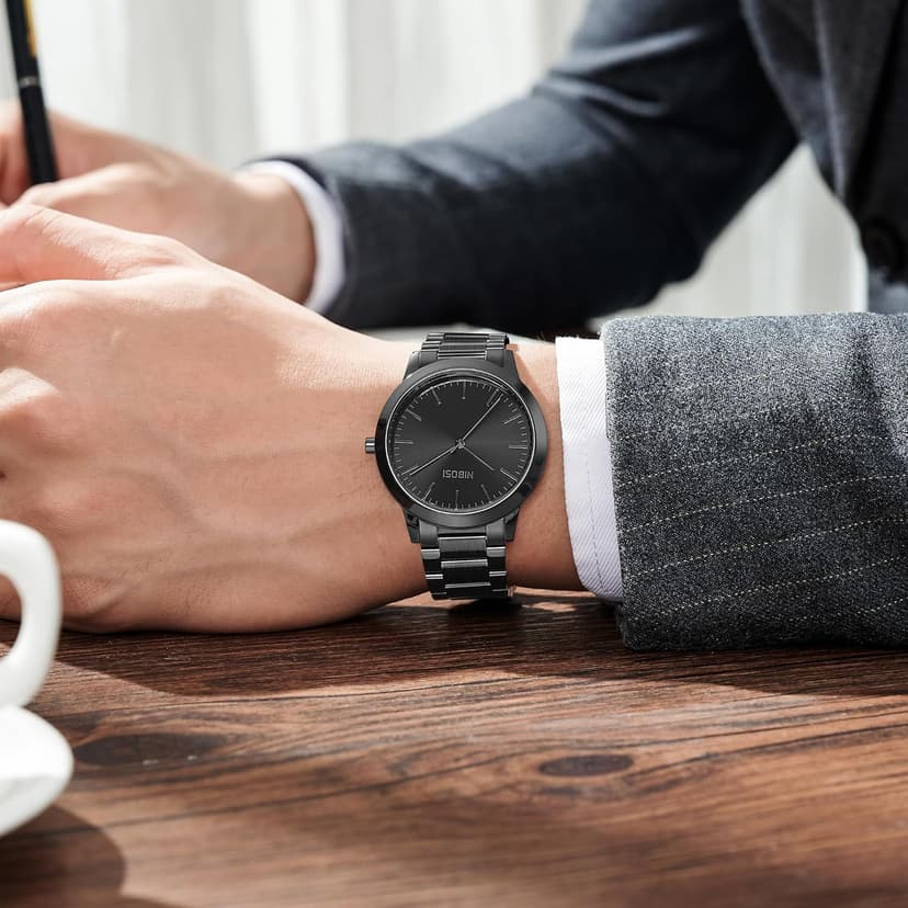 NIBOSI Men Watches Analog Quartz Stainless Steel Black Watches for Men Waterproof Business Classic Watch Fashion Minimalist Ultra Thin Wrist Watch for Work and Casual Wear