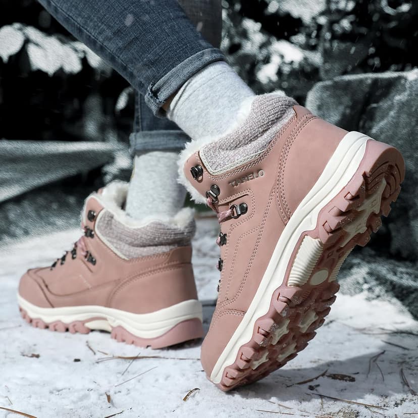 TARELO SINCE 1986 TARELO Womens Hiking Boots Fur Lined Snow Shoes Winter Warm Ankle Booties Lady Non Slip Walking Fashion Boot