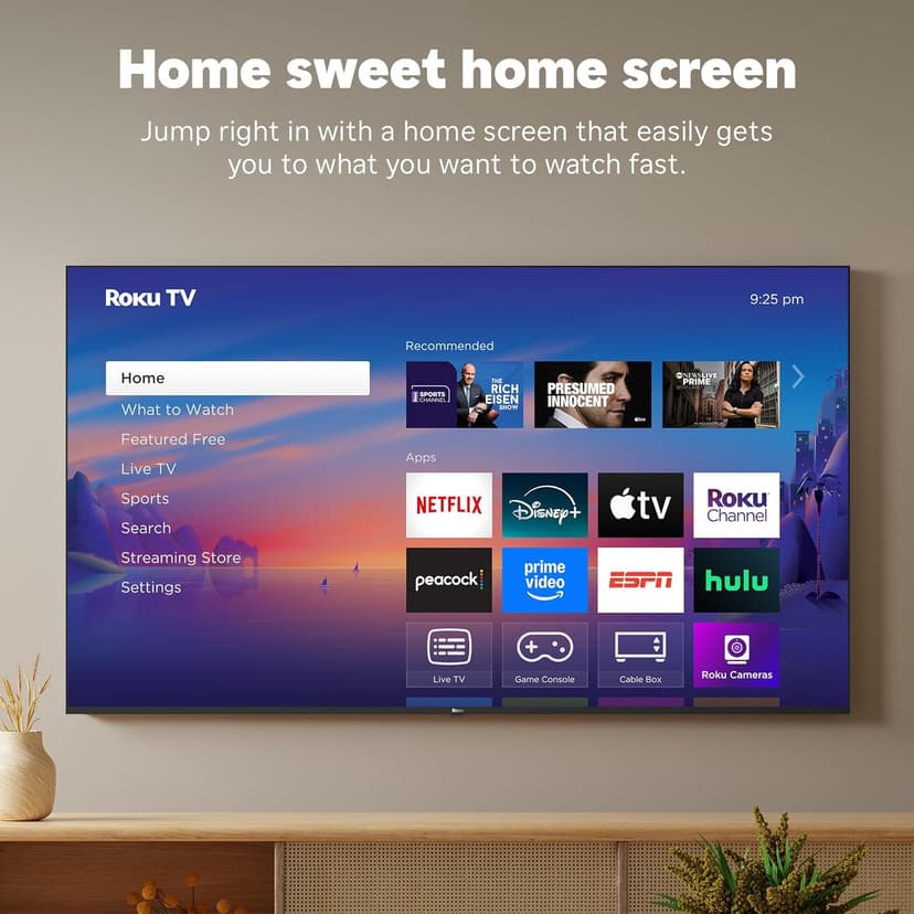 Roku Smart TV 2025 – 50-Inch Select Series, 4K HDR TV – RokuTV with Enhanced Voice Remote – Flat Screen LED Television with Wi-Fi for Streaming Live Local News, Sports, Family Entertainment